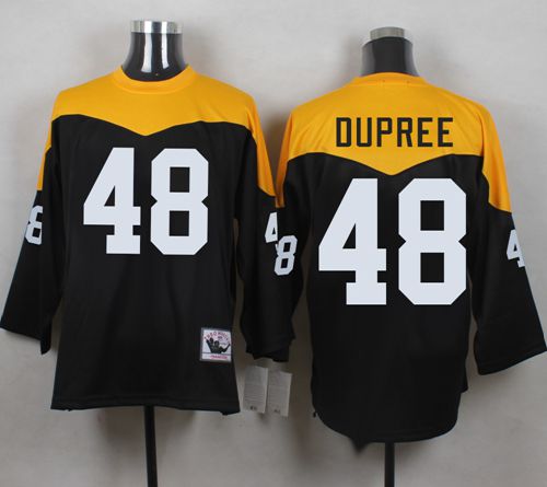 Mitchell And Ness 1967 Steelers #48 Bud Dupree Black/Yelllow Throwback Men's Stitched NFL Jersey - Click Image to Close